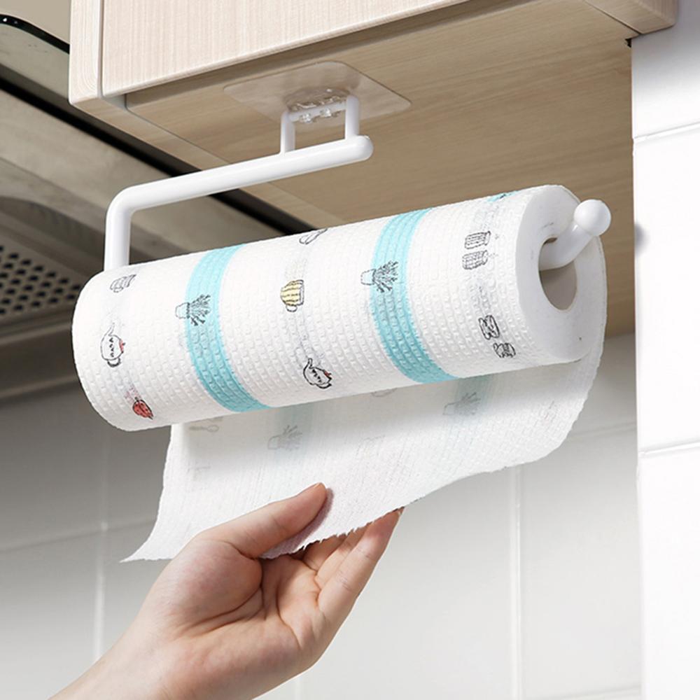 Practical ABS Nail-free Roll Paper Rack Kitchen Paper Roll Holder Tissue Holder Storage
