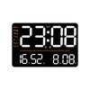 Led Digital Wall Clock 12/24h Adjustable Brightness Temperature Humidity Display Table Alarm Clock