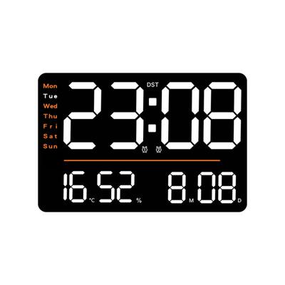 Светодиодные цифровые настенные часы 12/24 часа с регулируемой яркостью, температурой и влажностью, настольный будильник