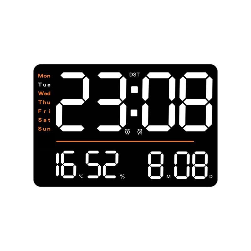 Светодиодные цифровые настенные часы 12/24 часа с регулируемой яркостью, температурой и влажностью, настольный будильник