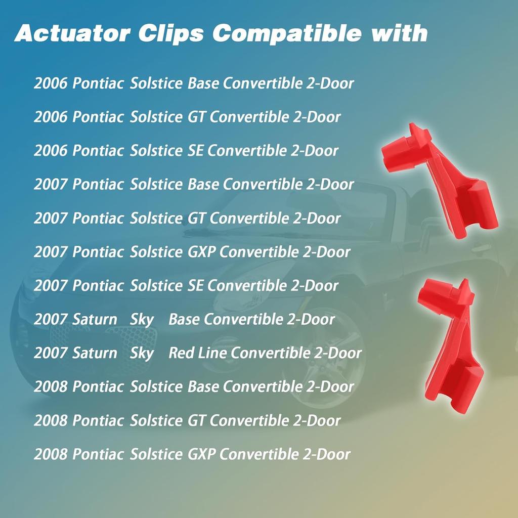 2 Pcs Convertible Top Actuator Clips Holder Compatible with Pontiac Solstice 2006-2010, Saturn Sky 2007-2010(RED)