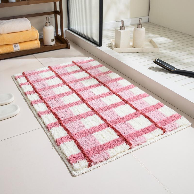40x60cm Bathroom Door Mat Absorbent Non-Slip Shaggy Rug Bedside Carpet for Bedroom Living Room Simple Modern