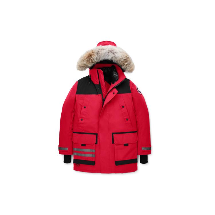Canada Goose Down Jackets Men's Red Hooded Moderate Parka Down Jacket 9513M-11