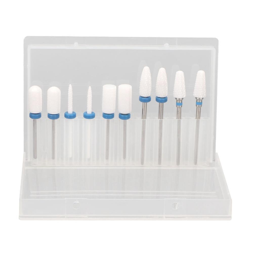 10pcs Ceramic Ceramic Nail Drill Bit Set Nail Surface Polishing And Shaping