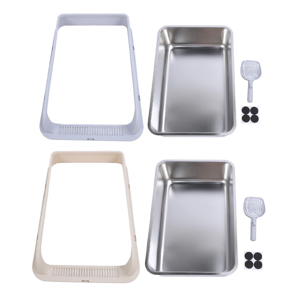 Кошачий туалет из нержавеющей стали с контролем запаха, высокие борта, металлический туалет, против утечки мочи, легкая очистка