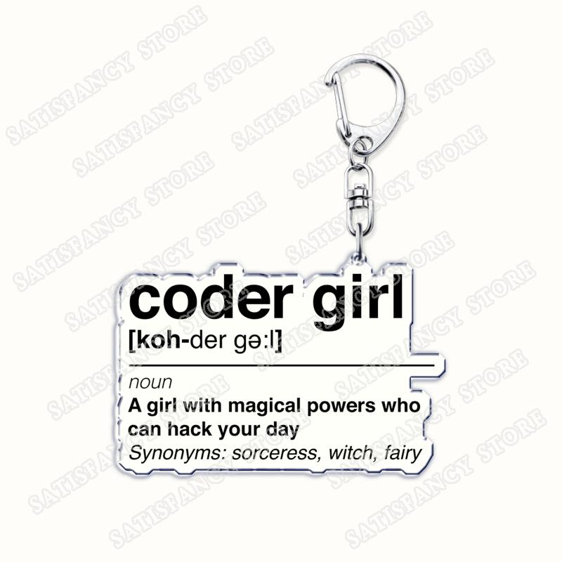 Funny Code Like A Girl Programmer Keychain for Accessories Programming Developer Computer Keyring Jewelry Fans Friends Gifts