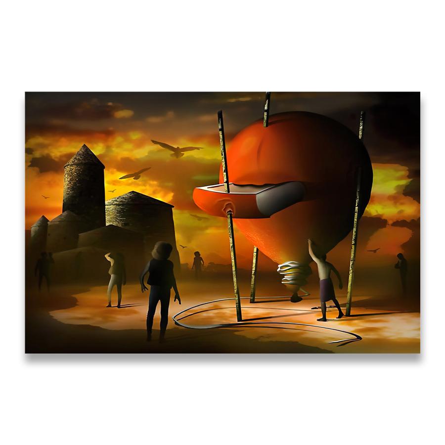 The Waves Book Sailboat Picture Canvas Painting Diary of Discovery By Vladimir Kush Salvador Dali Canvas Art Print Poster