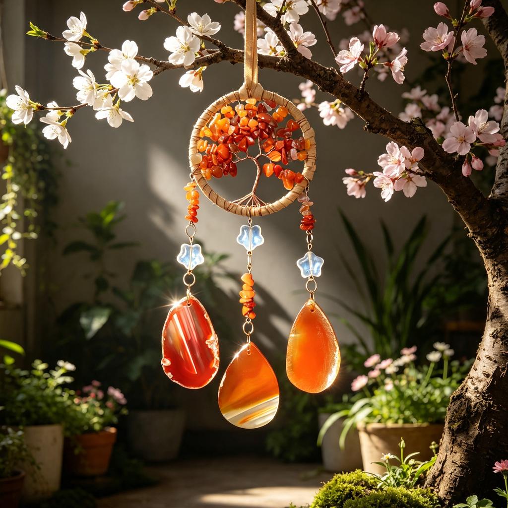 Crystal Agate Plate Car Pendant Sun Catcher Wind Chime Hanging Ornament for Home Decor for Wedding or Valentine's Day