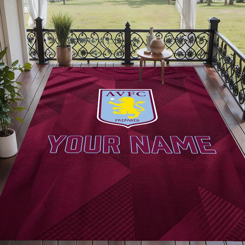 Custom Text Printed Rug Aston Villa Non Slip Floor Carpet For Home Room Decor
