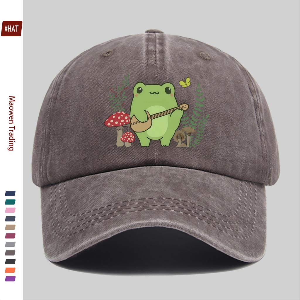 pc Cute Frog Print Baseball Cap Easy Decor Hat for Home Leisure MultiColor Optional Comfortable And Lightweight Adjustable
