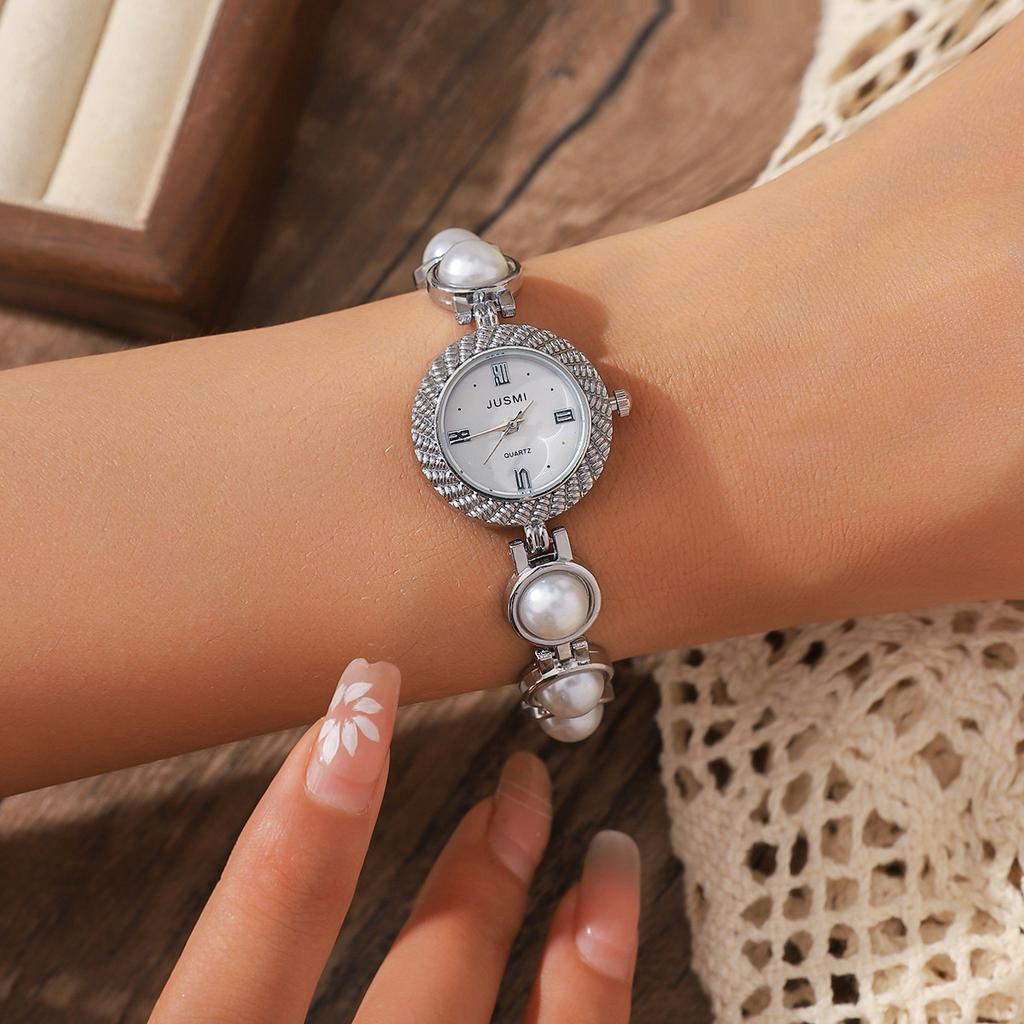 Women Simulation Pearl Bracelet Watches Quartz Dial Warch Ladies Wristwatches
