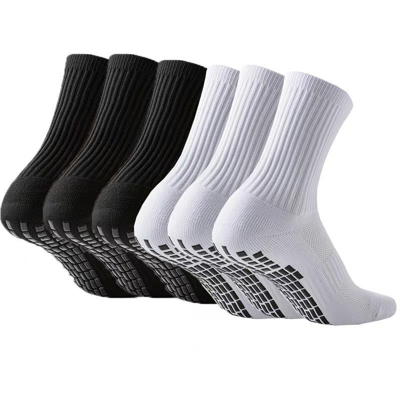 Solid Color Non-Slip Football Socks - Unisex, Shock-Absorbing, Mid-Calf, Breathable, Wear-Resistant Sports Socks with Towel Bottom Grip.