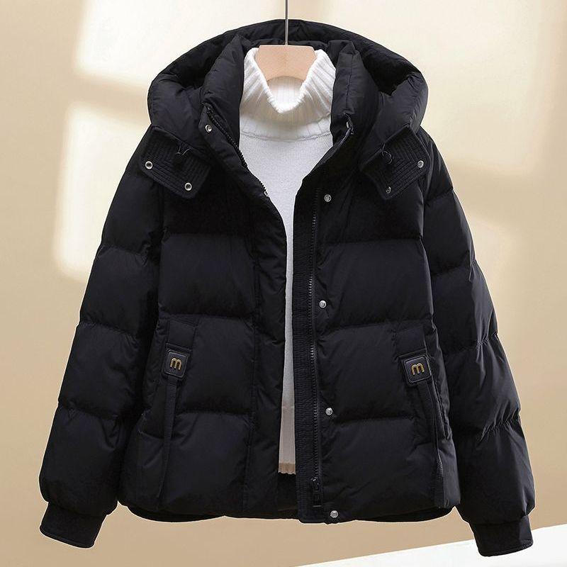 Women's Short Warm Hooded Cotton-Padded Jacket - Winter 2025 Korean Style, Thick and Loose Fit