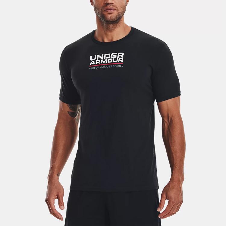 Under Armour Спортивная футболка с коротким рукавом и принтом логотипа сзади, мужские топы, черные 1370529-002