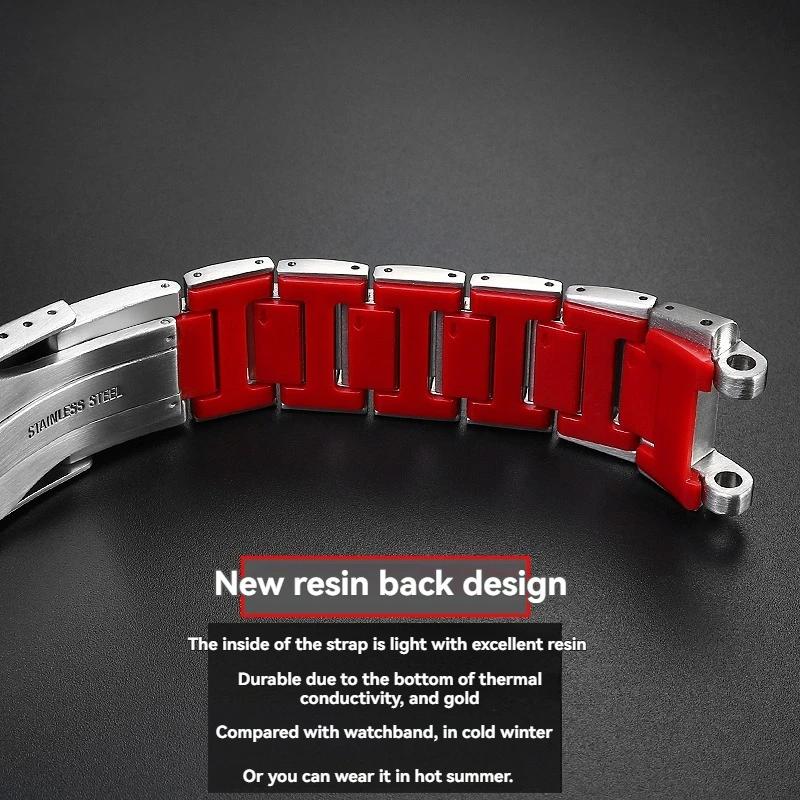 MTG B2000 Запасной Ремешок Браслет для Casio G-SHOCK Серии MTG-B2000 316L Сплошная Нержавеющая Сталь Красное Нижнее Часовое Полотно