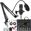 Podcast Equipment Bundle with BM800 Microphone and V8 Sound Card Double-Layer Pop Filter for  Windows Gaming Live Streaming