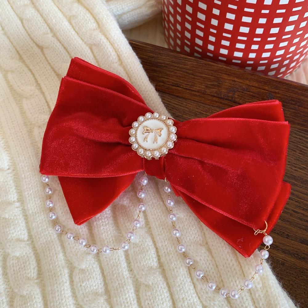 Crown Velvet Red Bow Hairpin Cloth Hanfu Hair Sticks All-match Ancient Style Hairpin  Children