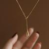 Exquisite Minimalist High-End Summer Teardrop Tassel Necklace - Clavicle Titanium Steel, Light Luxury, Fade-Resistant.