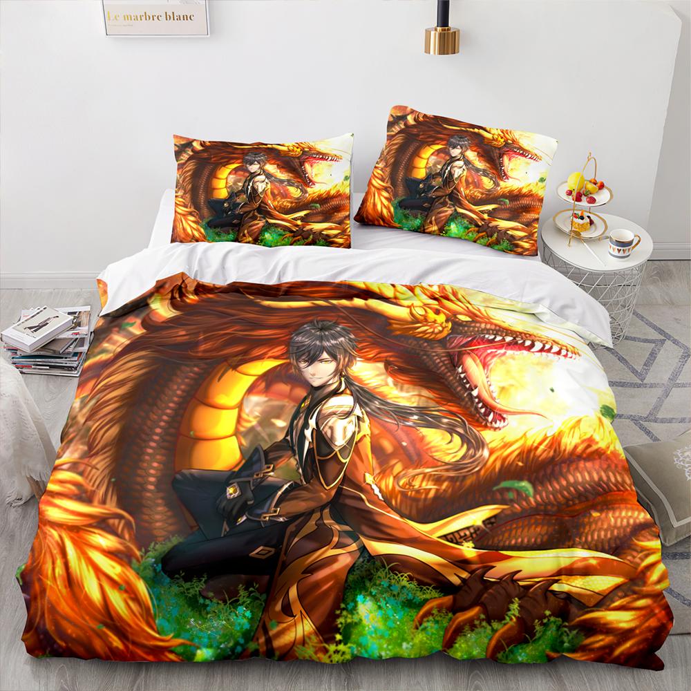 Genshin Impact Bedding Set Single Twin Full Queen King Size Game Anime Bed Set Aldult Kid Bedroom Duvetcover Sets 3D Print Anime
