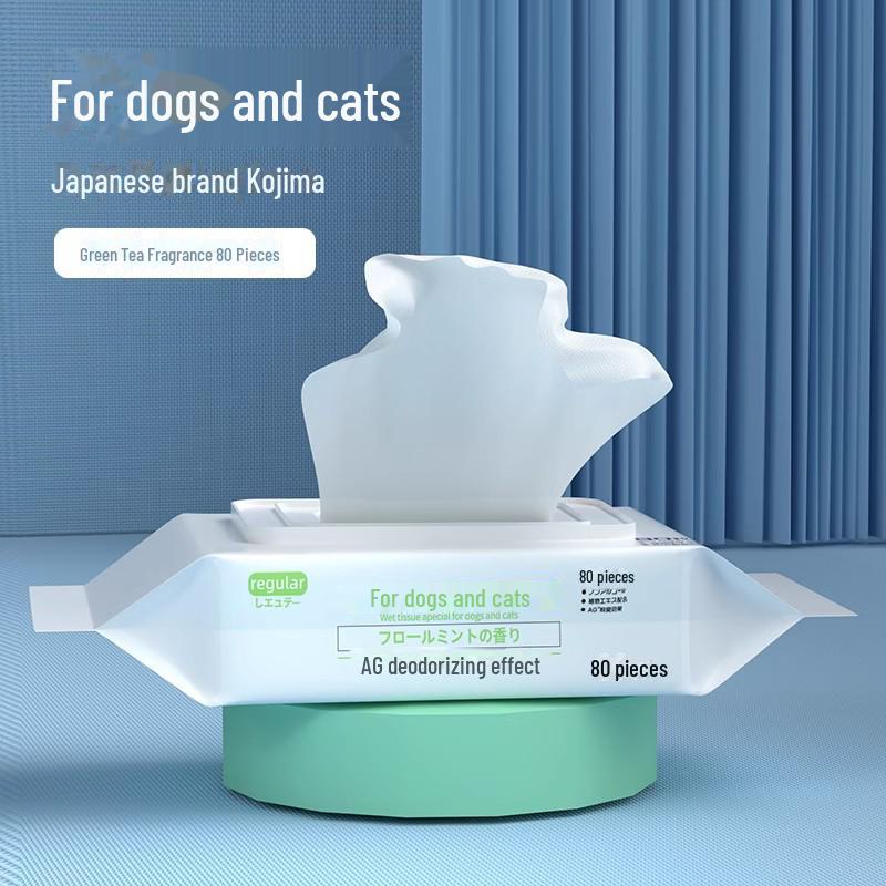 Влажные салфетки Kojima Pet для кошек, котят и собак – дезодорирующее очищающее средство без мытья