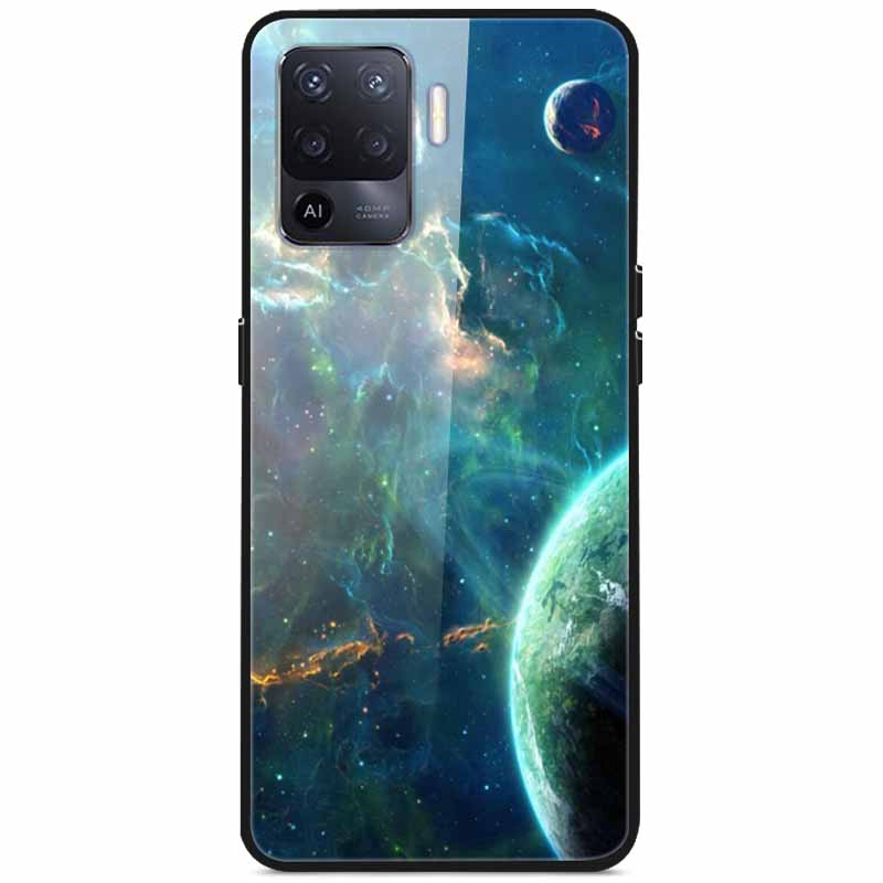 Закаленное Стекло Чехол для Oppo Reno5 Lite Жесткая Задняя Крышка для Oppo Reno 5 Lite Роскошный Расписной Reno5Lite Funda 6.43'' Ударопрочный