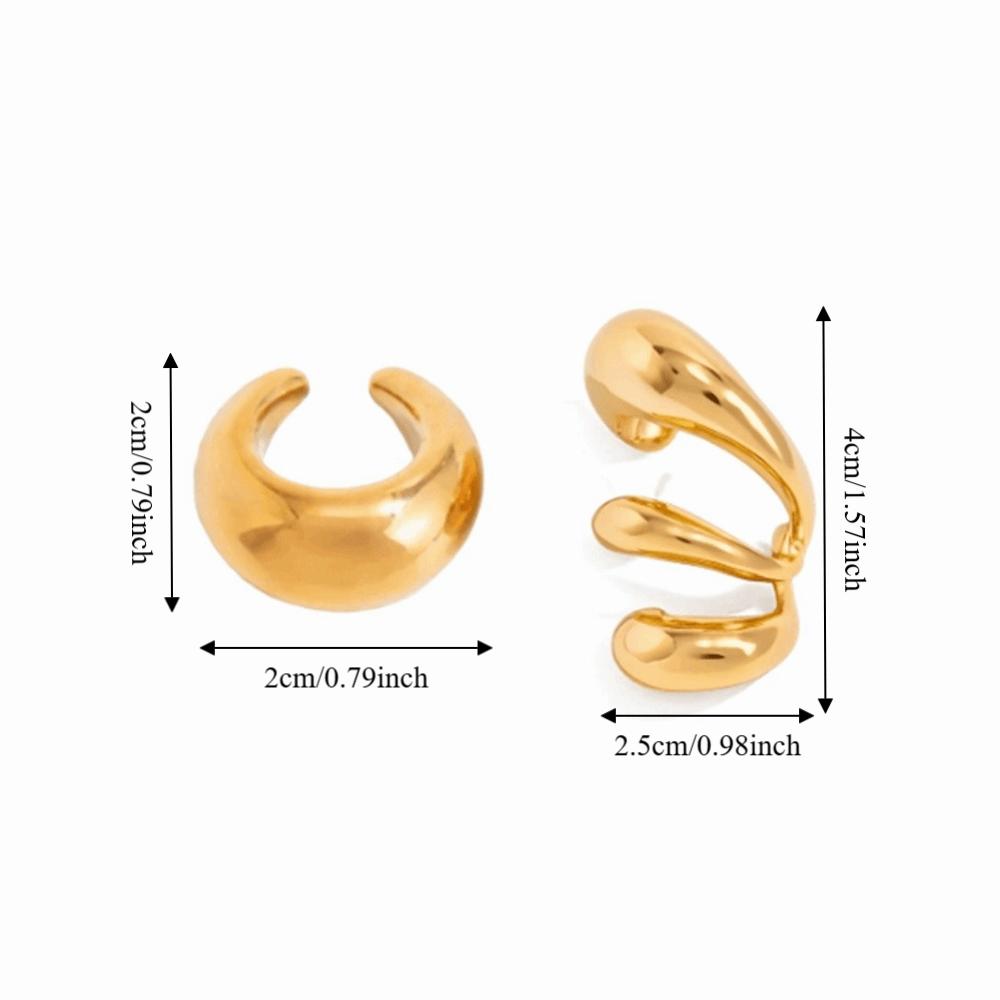 Zinc Zinc Alloy Fake Piercing Earrings Water Drop Ear Cuff Jewelry Vintage Multilayer Hollow Ear Clips Wear