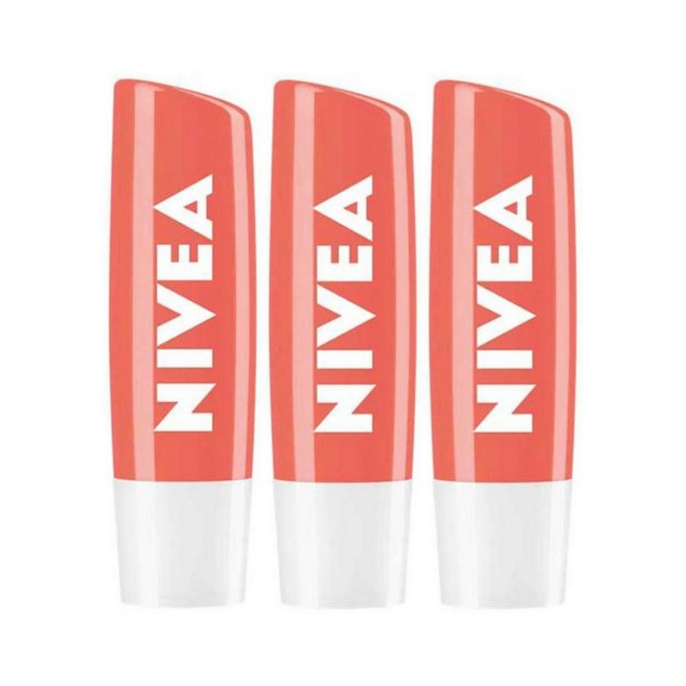 Nivea Lip Care Lip Balm, Fruity Shine Peach, 4.8g, 3 Units