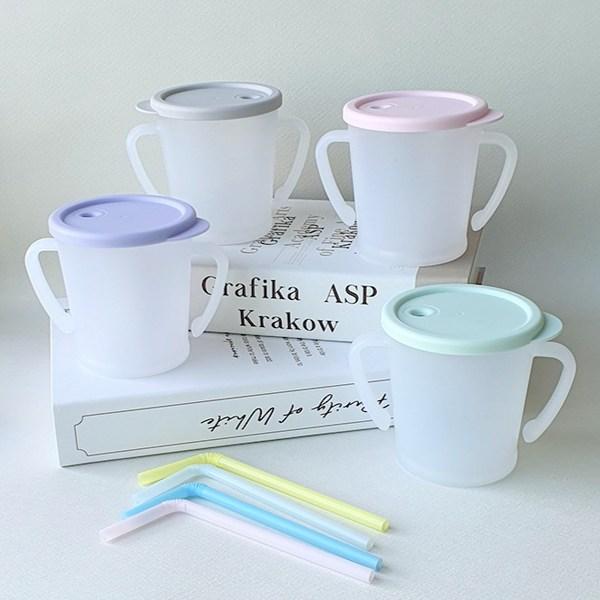 Agaphra New Magic Straw Cup 300ml X 2 Types Set, Mint + Gray, 1 Set