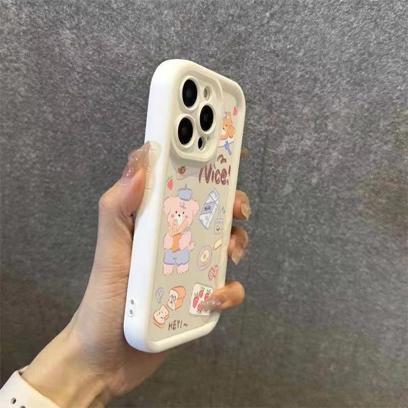 Медведь Подходит для Apple 16 IPhone Анимация 15plus Креативный 14 Силиконовый Мягкий Чехол 13 Чехол для Мобильного Телефона 12promax