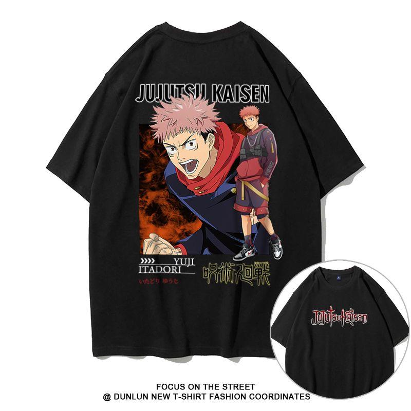 Футболка мужская с коротким рукавом Spell Return Battle Five Knotts Youren Анимационная одежда Летний хлопок Прилив