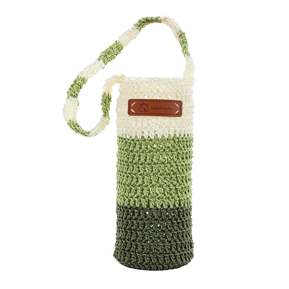 New Handmade Water Bottle Cover Crochet Hollow Vacuum Cup Pouch Portable Bottle Carrier for Hiking Cycling
