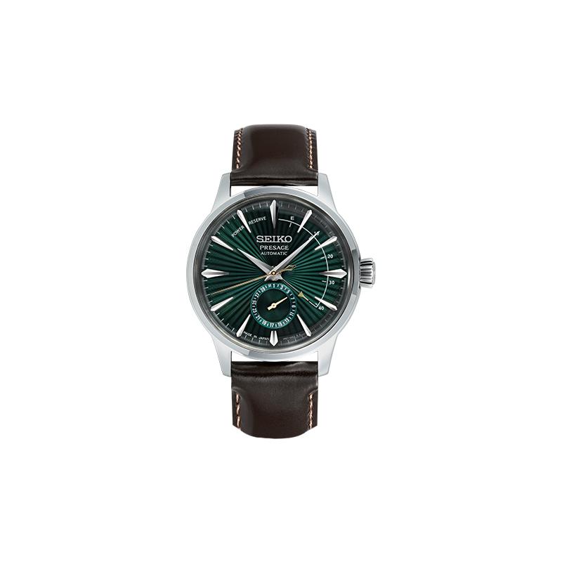 Seiko Мужские часы SSA459J1, коктейльные, для джентльмена, с механическим механизмом, кожаным ремешком, зеленым циферблатом