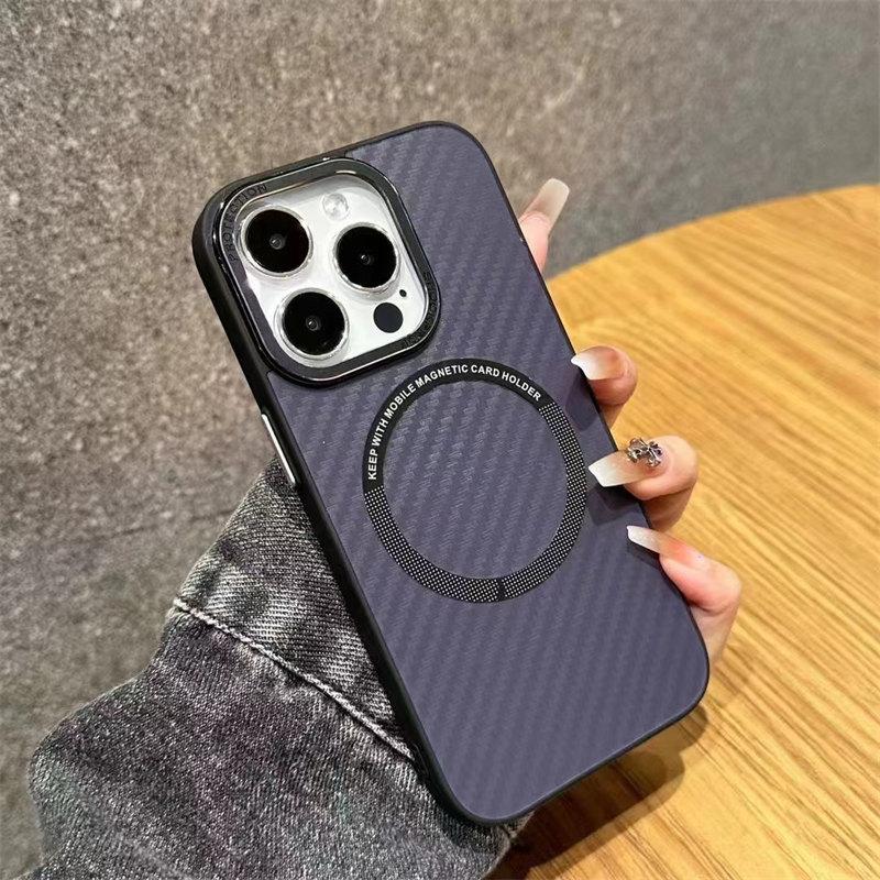Роскошный магнитный чехол для беспроводной зарядки из углеродного волокна для iPhone 15 Pro Max 14 13 12 Pro, мужской защитный чехол от падения