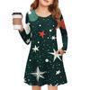 Christmas Day Girls' Long Sleeve Dress - Color Pocket Dress