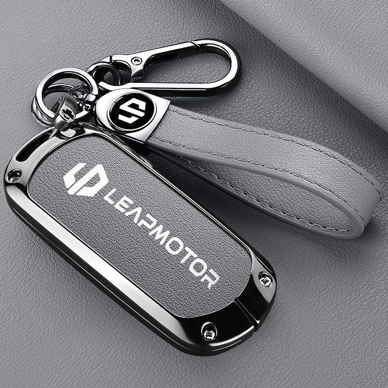 Для Leapmotor C11 C10 C16 C01 B10 T03 S01 Брелок из цинкового сплава и кожи Чехол для автомобильного пульта ДУ Защитный чехол Аксессуары для брелка