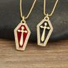 Nidin High Quality Coffin Necklace Red/Black Enamel Cross/Vampire Pendant With AAA Zircon Light Luxury Women's Statement Jewelry