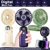 1PCS Mini Portable Fan With Smart LED Digital Display 5 Speed Adjustable Rechargeable Handheld Fan Mini Fan