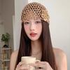Thin Crochet Sequined Hat Flower Bohemian Style Beanies Cute Hollowed Out Knitted Hat  Pullover Hat