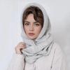 Beanie Knitted Balaclava Hat Solid Color Cross Hooded Cap Cute Hat and Scarf 2-in-1  Winter/Autumn