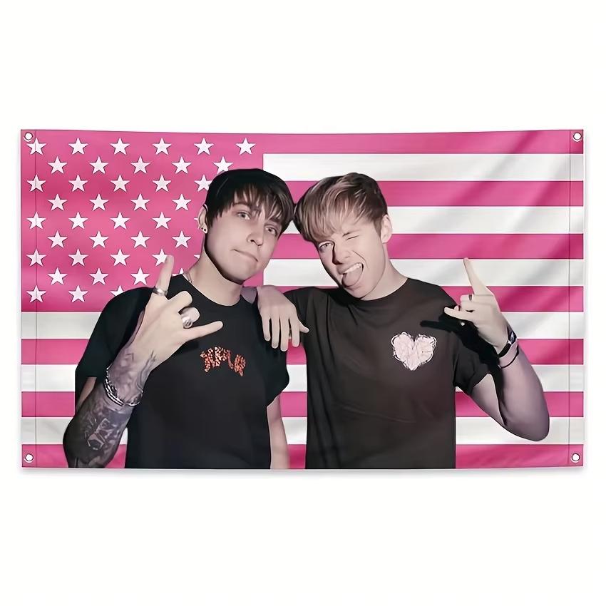 1 Piece Jack Johnny Sam Colby US Flag Tapestry Pink Stars Stripes Design Perfect for College Dorm Bedroom Flat Print