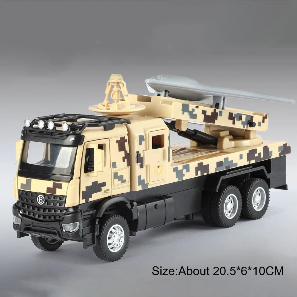 1:32 Scale Drone Launch Model Car Toy Rotatable Launch Pad  Alloy Diecast Sound Light Pull Back Military Vehicles for Kids Gifts