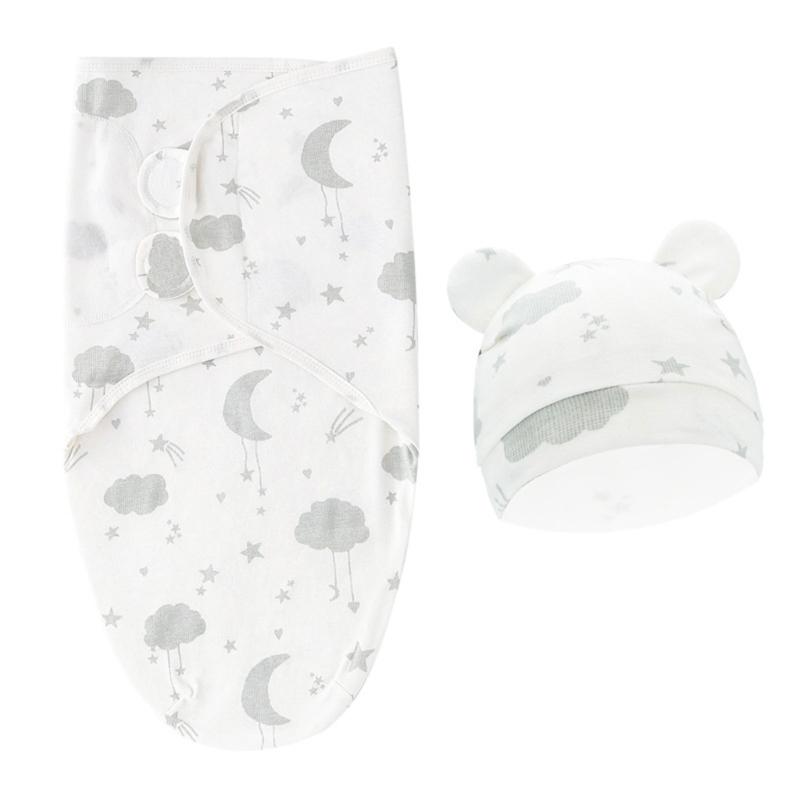 Детский плед-конверт и шапочка, пеленка для новорожденных, хлопковый спальный мешок, больничная шапочка для младенца, шапочка унисекс