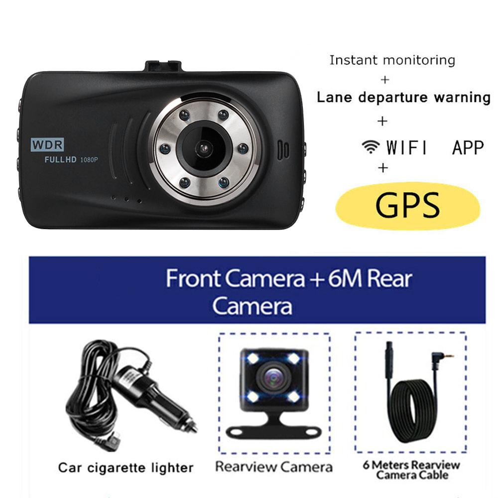 Автомобильный видеорегистратор 1080P Full HD Видеорегистратор Камера заднего вида Двойной объектив GPS WiFi Видеорегистратор Ночное видение Парковочный монитор Черный ящик