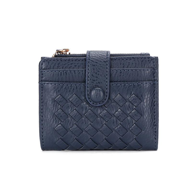 IELGY Korean Version Clutch Female Bag Simple High-End Hand-Woven Card Holder Short Ladies Wallet