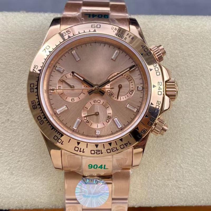 Мужские автоматические механические часы Rolex Daytona 40 мм, многофункциональные, с инкрустацией бриллиантами.