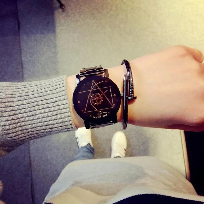 1 шт. модные новые женские мужские часы из нержавеющей стали ретро кварцевые аналоговые наручные часы
