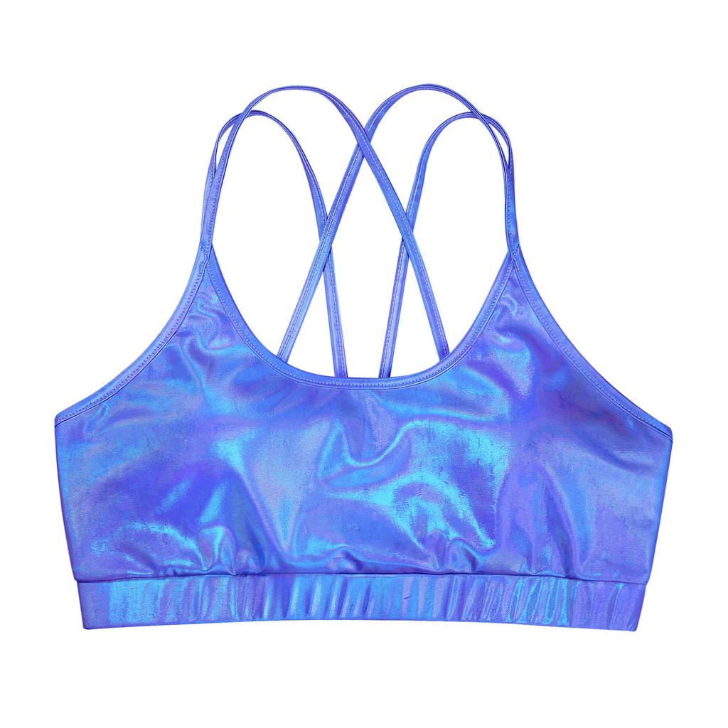 Женские блестящие металлические бретели на спине, с открытой спиной, съемные подушечки, бюстгальтеры для тренировок в тренажерном зале, йоге, жилет, топы