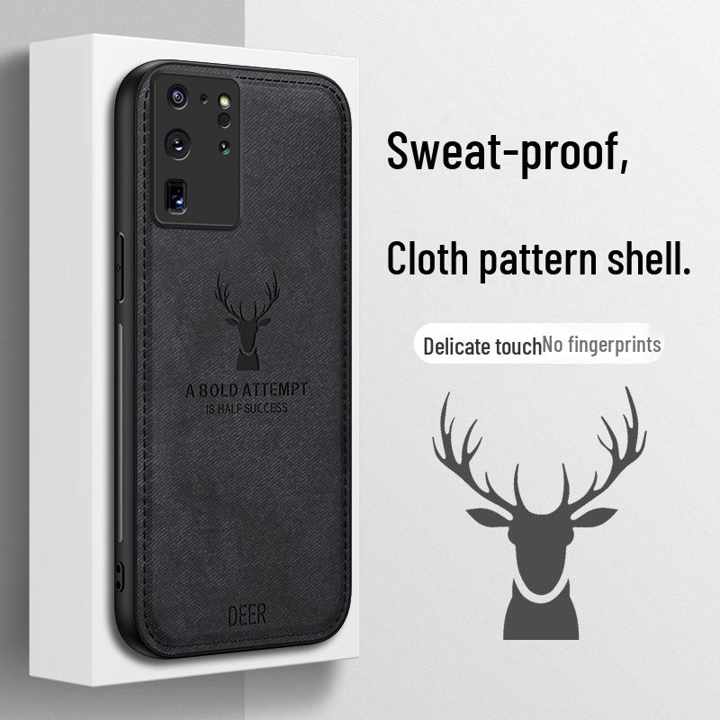 Elk Anti-Fall Protective Cover for Samsung Galaxy S20 Ultra/FE/S10/S9/S8 Cloth Pattern Case