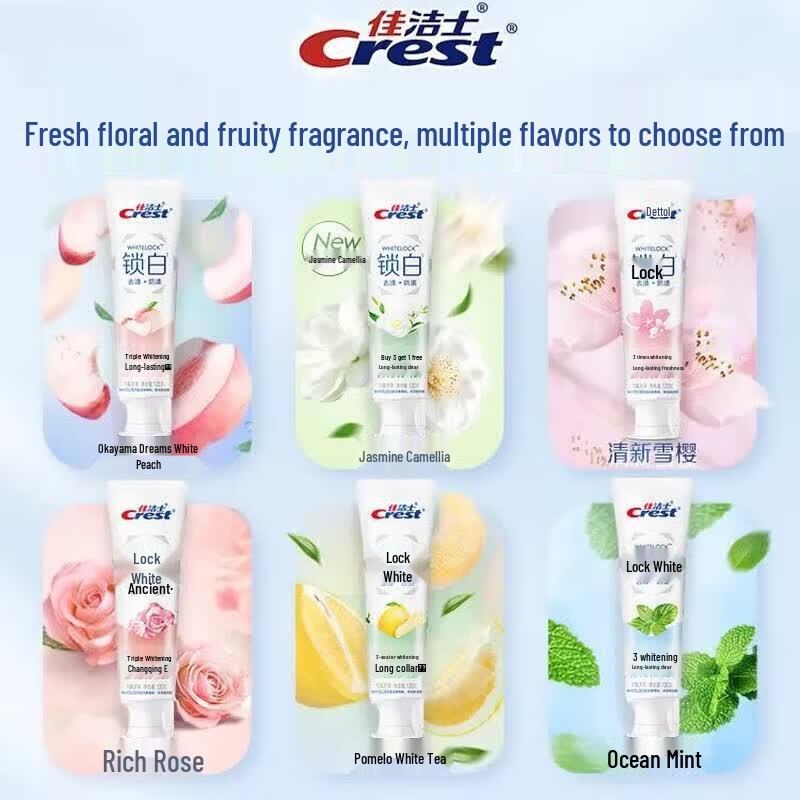 Crest Dual-Color Whitening Toothpaste (Rose & White Peach)