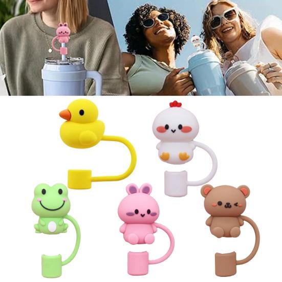 4/5Pcs Silicone Straw Cover Hat Tumbler Cup Straw Topper Fits 30&40 Oz Tumbler with Handle10mm 0.4in Dust-Proof Reusable Straw Tips Lids